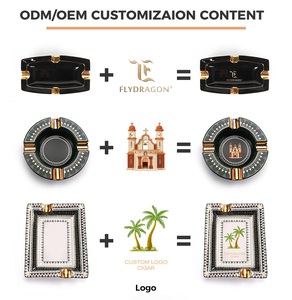 Khay tàn thuốc sứ đen cao cấp hình tròn mạ vàng thiết kế tùy chỉnh kèm hộp quà tặng - Product Image 4