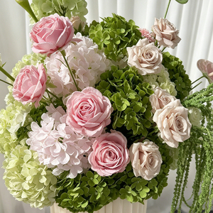 Natural Forest Style Greenery Mixed Blooms Pillar Arrangement <b>Artificial</b> <b>Flower</b> for Outdoor Wedding Bridal Shower - Product Image 4