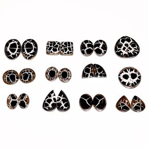 Gran oferta, par septariano negro, venta al por mayor, piedras preciosas de cuarzo Natural, par de cabujones septarianos negros sueltos para la fabricación de joyas - Product Image 5
