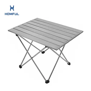 HOMFUL Aluminum Roll Top Camping Table Portable Folding Picnic Table For Camping Outdoor