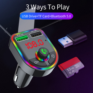 F6 mới rảnh tay BT 5.0 FM Transmitter modulator xe Mp3 Máy nghe nhạc 3.1A nhanh chóng sạc TF thẻ U đĩa mèo <span class=keywords><strong>Kit</strong></span> Phụ Kiện Xe Hơi - Product Image 4