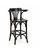 Tabouret de bar haut en bois de hêtre massif courbé avec accoudoirs