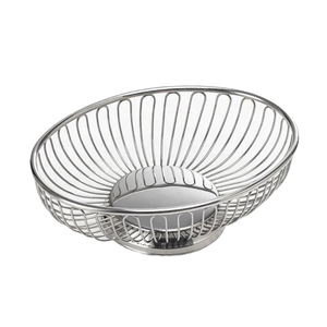 Panier de rangement pour aliments en acier robuste, design moderne et élégant, argenté, pour fruits et légumes - Product Image 1