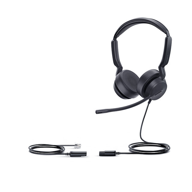 Phone Headsets for Office Phones YHS36 E2 Dual / Mono QD to RJ9 Wired Headset VoIP Headset with Microphone /2.1m Cable