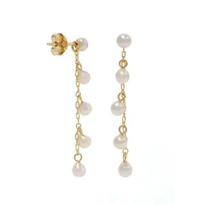 Gemnel elegant different wearing way delicate chain set with glowing shell pearls stud drop earring