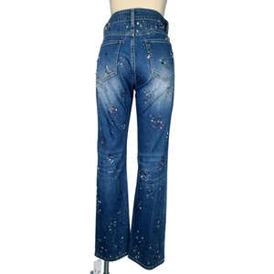Jeans de Mezclilla Brillantes con Cuentas, Diseño Personalizado de Fábrica, Pantalones Largos de Cintura Alta con Pierna Ancha para Mujer, Jeans Casuales de Mezclilla para Mujer - Product Image 6
