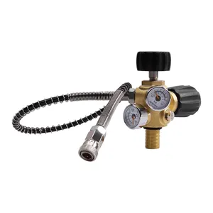 HPAT M18*1.5 Brass Paintball Fill Refill Station Tank Charging Valve Dual Gauge with 50cm High Pressure Hose