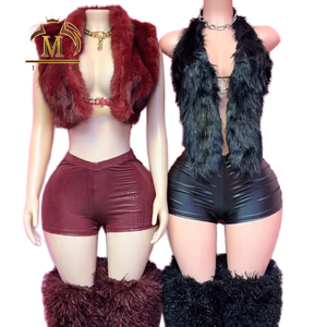 Conjunto de 2 Piezas de Cuero Sintético para Mujer 2026, Top Corto y Shorts Ajustados por Encima de la Rodilla, Estilo Y2K Ecológico MOLIKA - Product Image 1