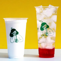 Gobelets jetables en polypropylène de calibre 90 pour thé au lait et jus de fruits avec couvercle dôme personnalisé, 500 pièces/paquet pour boissons froides/chaudes