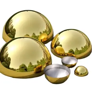 300mm oro personalizado grande moderno jardín al aire libre decorativo Metal arte Media bola redonda esfera globo acero hemisferio escultura