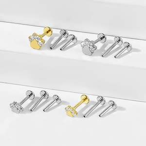 Acier inoxydable 16G <span class=keywords><strong>Helix</strong></span> Cartilage Boucles d'oreilles pour femmes Dos plat Filetage interne Zircon Patte Top Oreille Tragus Labret Anneau - Product Image 5