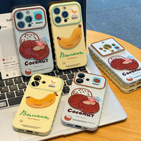 Coque personnalisable en silicone 3D motif banane et noix de coco, antichoc, grande fenêtre, pour iPhone 18 17 Pro Max – Nouvelle collection été, best-seller