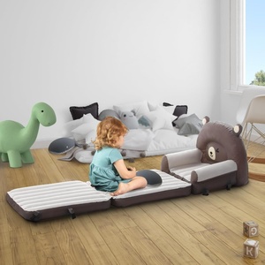PVC <b>Inflatable</b> Kids Air <b>Sofa</b> Bed Mattress 73"Dx27.5"Wx19.5"H Toddler Flocked Couch Bed with Armrest - Product Image 5