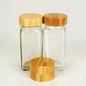 4 Oz High Borosilicate Heat-Resistant Glass Spice <b>Jars</b> Bamboo Lids Freshness Preservation Customizable <b>Labels</b> for Kitchen - Product Image 4