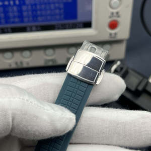 2025 High-End Dark Blue Irregular Brick Inlaid <b>Men's</b> Mechanical <b>Watch</b> with Rubber Strap, Waterproof Casual <b>Watch</b> - Product Image 6