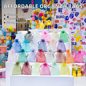 Sacchetti di <span class=keywords><strong>Organza</strong></span> con coulisse colorati di alta qualità per gioielli caramelle e regali a basso prezzo MOQ imballaggio tessile - Product Image 3