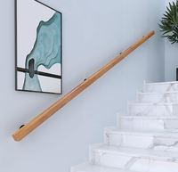 Main courante d'escalier intérieure en bois, longueur personnalisée, support mural en bois pour villa, loft, escalier, barre de sécurité pour personnes âgées