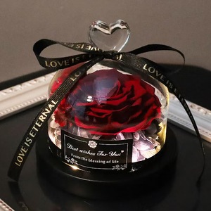 Cœur de rose éternelle multicolore sous cloche en verre pour Noël, décoration de bureau, de chambre et de maison, cadeau d'entreprise, récompense pour le personnel - Product Image 4