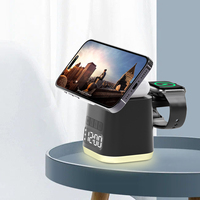JMYTECH QI 15W 3 en 1 Lámpara Nocturna Magnética Plegable, Reloj Despertador, Estación de Carga Inalámbrica para iPhone, iWatch y Airpods