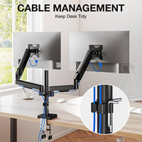 Support de bureau pour double moniteur avec bras VESA réglables, base à pince et à œillet, écrans de 17 à 34 pouces, mouvement complet pivotant et inclinable
