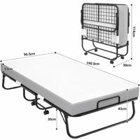 Lit pliant moderne réglable avec matelas, multifonctionnel, pour chambre et salon, en mousse à mémoire de forme, confortable, gain de place, en fer