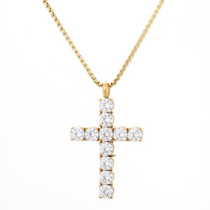 Collana con croce in acciaio inossidabile dorato Hip Hop per donna gioielli da uomo ciondolo croce con zirconi catena ghiacciata sul collo collo egiziano CZ - Product Image 6