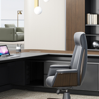 Mobilier de bureau moderne en bois de luxe en forme de L Bureau d'ordinateur de directeur exécutif convertible pour patron ou PDG