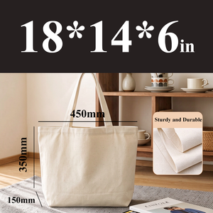 Custom Medium Eco-friendly Casual Canvas <b>Tote</b> <b>Bag</b> with Printed Logo Pocket <b>Zipper</b> for Supermarket & Outdoor Use - Product Image 2
