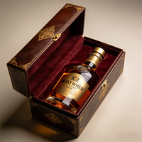 Boîte à vin en cuir personnalisée, boîte cadeau de luxe pour bouteille de vin, bouteille de whisky, boîte à verres