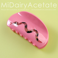 Midairy nouvelle plaque d'acide acétique épissure serpent rose acétate griffe de cheveux avec strass requin pince filles cheveux chapeaux 87mm 4274