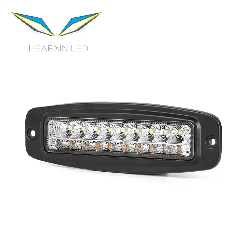 Barra de luz LED de trabajo de 7 pulgadas, 60W, 20 luces LED de doble Color, montaje empotrado, lámpara antiniebla de conducción, haz de luz LED, luces de trabajo para carretera