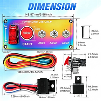 Panneau de commutation d'allumage avec bouton poussoir moteur, interrupteur à bascule 5 gangs 12V avec faisceau de câblage de relais et LED couleur pour voiture de course