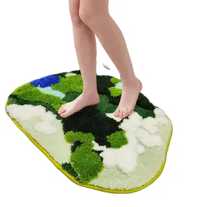 Karpet kamar mandi daun lumut hijau desainer baru 2024 keset mandi untuk kamar mandi empuk antiselip karpet mewah lucu serat mikro untuk mandi