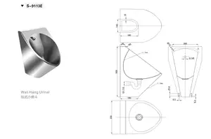 Cuenco de inodoro urinario de pared de acero inoxidable único para hombre