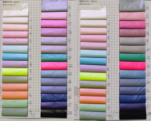 En stock, faible MOQ, tissu métallique brillant doré imperméable en polyester PONGEE 50D avec <span class=keywords><strong>film</strong></span> PU pour vestes et sacs - Product Image 4