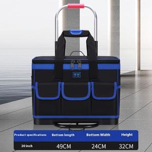 Sac à outils multifonction en toile Oxford sur mesure, vente en gros, avec fermeture éclair, fond en caoutchouc et poignée télescopique pour l'entretien et le rangement - Product Image 6