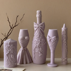 J10-431 Wedding Series Eco-Friendly Silicone Mold Logo Personalizável para DIY para Champagne Cup Shape Decorações Vela Fazendo - Product Image 1