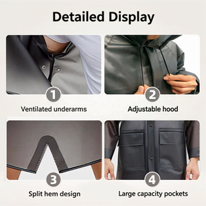 Impermeable de TPU de Poliuretano Suave Ecológico de Alta Calidad OEM, Reutilizable, Largo, para Hombre y Mujer - Product Image 3