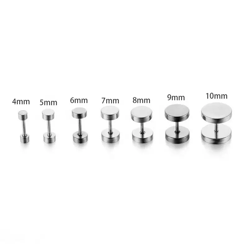 Manufacturers wholesale European and American simple fashion personality stainless steel barbell stud earrings are versatile