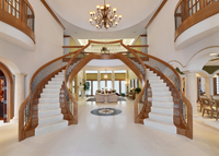 Escalier intérieur de luxe CBMmart avec éclairage LED, escalier en bois de chêne préfabriqué de qualité supérieure, escalier incurvé classique, escalier circulaire pour loft