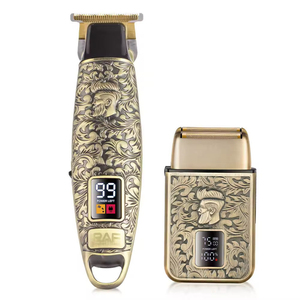 เครื่องโกนหนวดไฟฟ้าแบบสองหัวใบมีดคู่ ใช้ได้ทั้งสองระบบ ชาร์จผ่าน USB สำหรับผู้ชาย พร้อมหัวโกนแบบน้ำมัน ไฟ LED สำหรับใช้ในบ้าน - Product Image 4