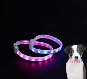 Collar LED para mascotas, serpentina colorida para perros con perro brillante C6.0, accesorios para perros, recargable por USB