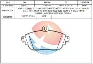 Memory Card SD 4 D1694 pastillas de freno para <span class=keywords><strong>MERCEDES</strong></span> BENZ <span class=keywords><strong>CLA</strong></span> tiroteo de X117 [2015] - Product Image 2