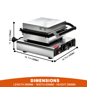 Máquina para Hacer Waffles Comercial de Acero Inoxidable de 1750W, 4 Piezas, <span class=keywords><strong>con</strong></span> Revestimiento Antiadherente, 220-240V, para Panadería, Cafetería, Tienda de Desayunos - Product Image 2