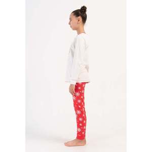 Conjunto de Pijama de Manga Larga con Cuello Alto y Puños para Niña, de Algodón Tejido con Estampado, para Otoño, Tallas Variadas - Product Image 2