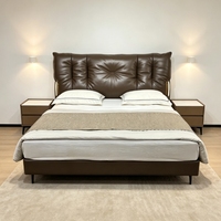 Cadre de lit rembourré avec tête de lit douce, sommier à lattes en bois, mobilier de chambre moderne pour la maison et l'hôtel