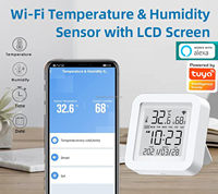 Capteur de température et d'humidité sans fil TUYA avec alertes de notification via application, thermomètre hygromètre WiFi compatible avec Alexa