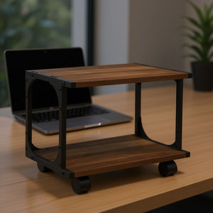 2-Tier Smoked Oak Engineered Wood <b>Printer</b> <b>Stand</b> 16.1x11x13.2 Inches For Laptop Use - Product Image 2