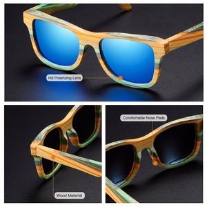 Lunettes de soleil polarisées en bois de bambou, carrées, personnalisées avec logo, pour femmes et hommes, idéales pour le <span class=keywords><strong>skateboard</strong></span> - Vente en gros - Product Image 4