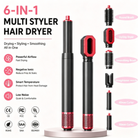 Set de Peinado 6 en 1 Multifuncional con Cabezales Intercambiables, Secador de Pelo de Alta Velocidad 110000 rpm, Moldeador de Aire para el Cabello